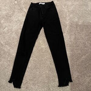 Black destructed hem jeans